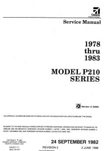 Cessna Model P210 Series Service Manual 1978 thru 1983