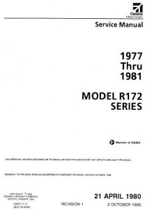 Cessna Model R172 Series 1977 thru 1981 Service Manual