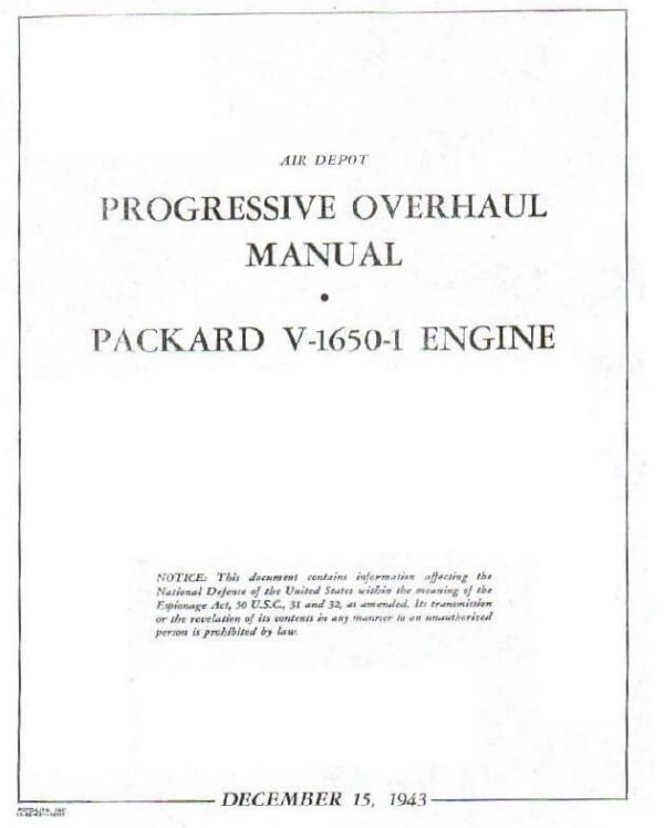 Engine Progressive Overhaul Manual-Rolls Royce Packard V-1650-1