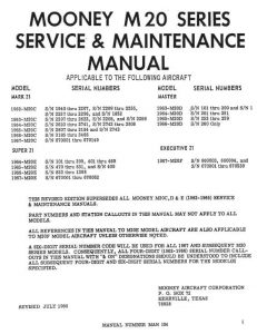 Mooney M20 Series Service & Maintenance Manual