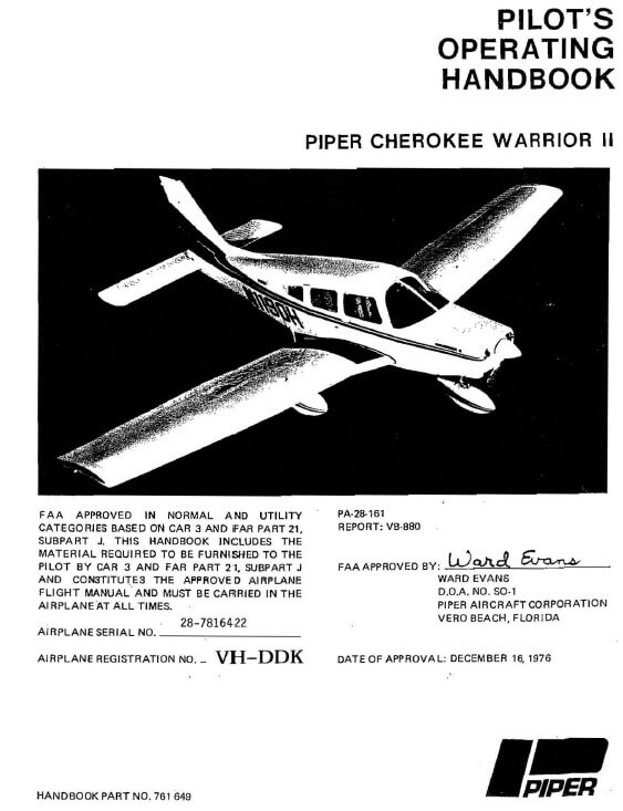 piper Cherokee warrior ii poh