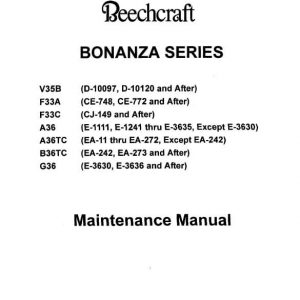 Beechcraft Bonanza Series Maintenance Manual, PN 36-590001-9