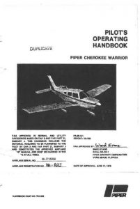 Piper Cherokee Warrior Pilot’s Operating Handbook P A #761 623