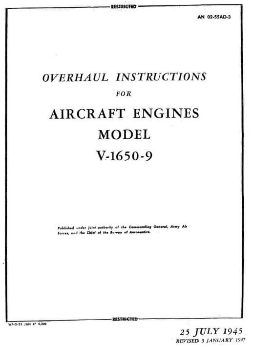 Rolls Royce Overhaul Instructions For Aircraft Engines Model V-16S0-9