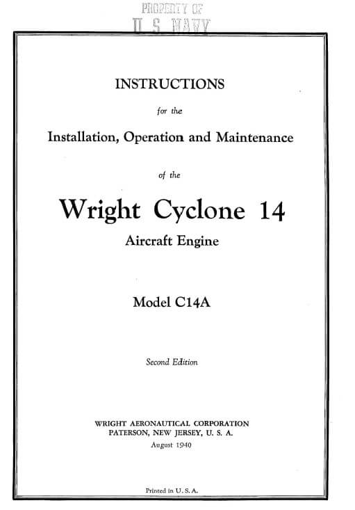 Wright Cyclone 14 Instruction for the Installation, Operation and Maintenance