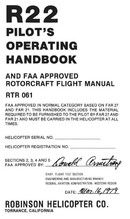 Robinson R22 Pilots Operating Handbook RTR 061