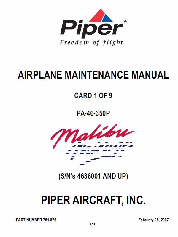 piper malibu maintenance manual