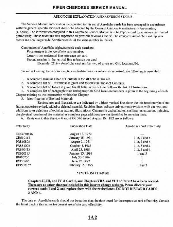 Piper Cherokee Service Manual PA-28, Part-753-586