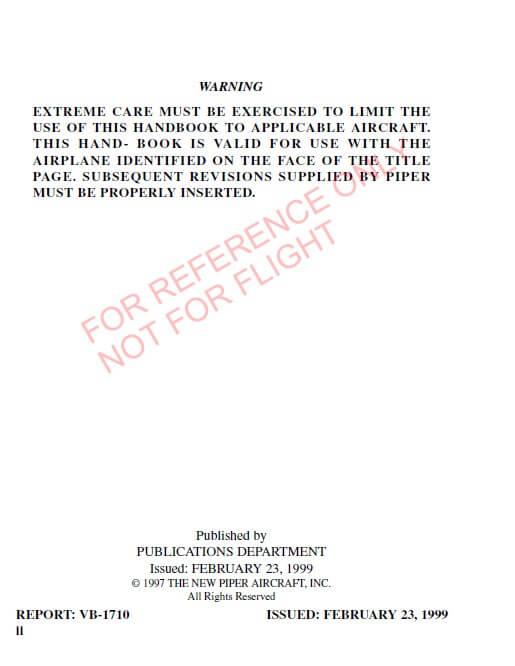 Piper Malibu Mirage POH Flight Manual PA 46 350p