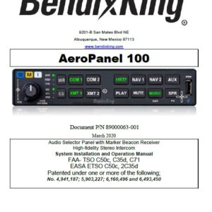 Bendix King AeroPanel 100 System Installation and Operation Manual