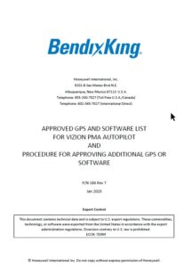 Bendix King Approved GPS for Vizion PMA Autopilot and Procedure for Approving Additional GPS or Software Manual