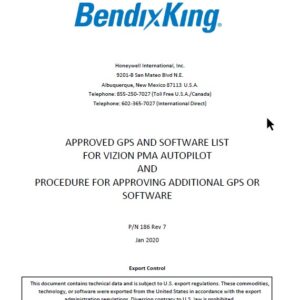 Bendix King Approved GPS for Vizion PMA Autopilot and Procedure for Approving Additional GPS or Software Manual