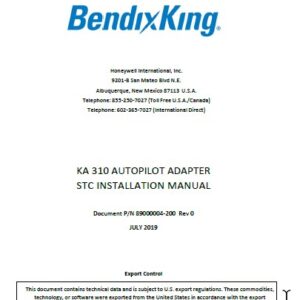 BendixKing KA 310 Autopilot Adapter Installation Manual