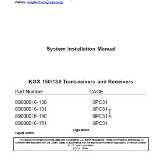 BendixKing KGX 150130 Transceivers and Receivers System Installation Manual