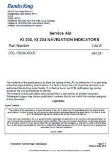 BendixKing KI 203, KI 204 Navigation Indicators Service Aid
