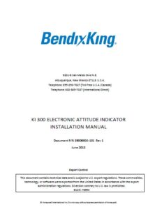 BendixKing KI 300 Electronic Attitude Indicator Installation Manual
