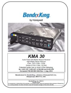 BendixKing KMA 30 Installation Manual