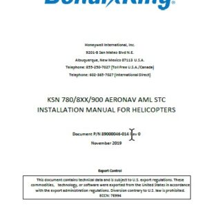 BendixKing KSN 7808XX900 AeroNav AML STC Installation Manual for Helicopter