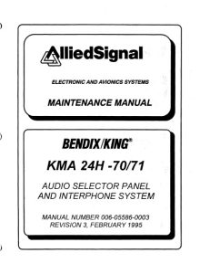 Bendix King KMA-24H-70 71 Audio Panel maintenance manual