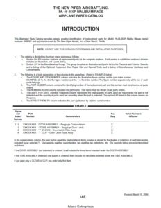 Piper Malibu Mirage Parts Catalog PA-46-350P Part No. 761-878 V2006.3