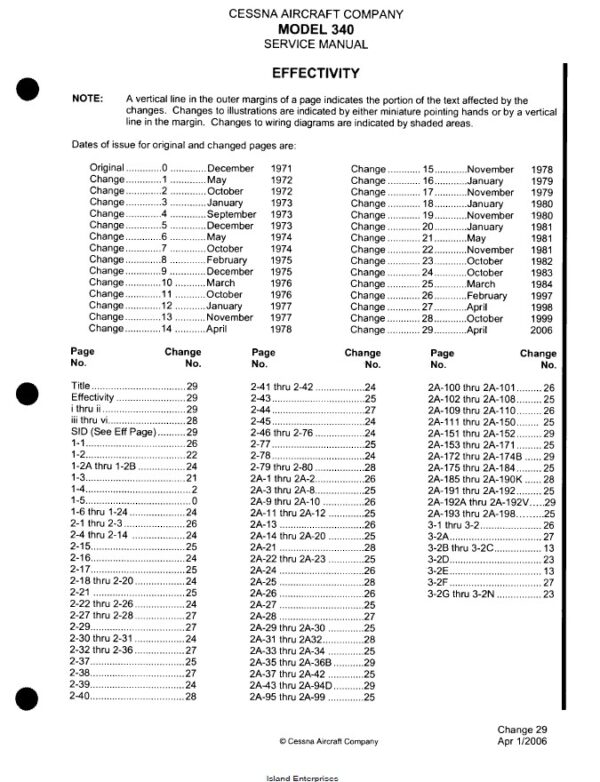 Cessna Model 340 and 340A (1972 thru 1984) Service Manual D930-29-13.2