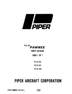 Piper Pawnee Parts Catalog PA-25, 150 235 260 Part Number-753-521