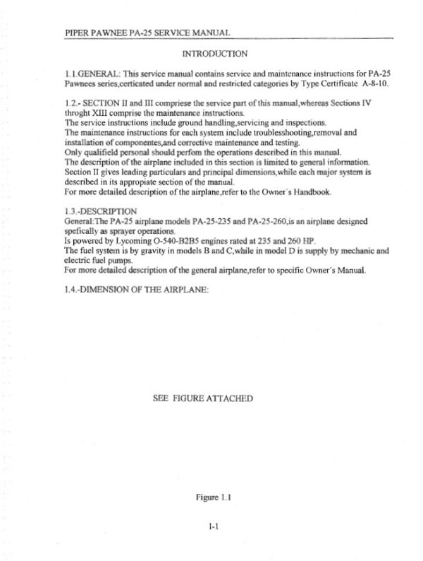 Piper Pawnee Service Manual PA-25 150 235 260 Part Number 753 520.2