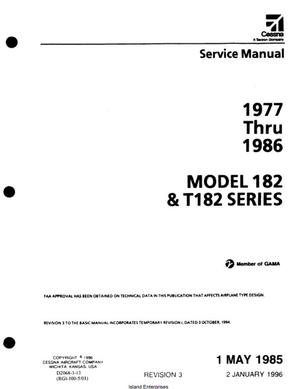 Cessna Model 182 & T182 Series 1977 thru 1986 Service Manual