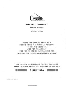cessna 150 parts catalog Cessna 150, A150, F150, FA150 1970-1977 Parts Catalog 1976
